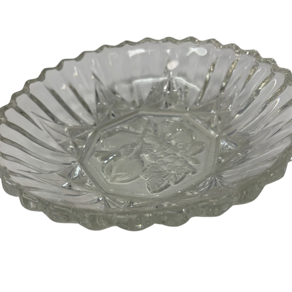 Vintage Federal Glass Pioneer Clear 7" Fruit Bowl Pressed Glass Scalloped Rim